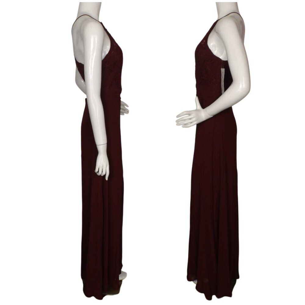 new BILL LEVKOFF Maxi Dress/Gown, 12, SAMPLE, Burgundy, Lace Neckline, Halter - Picture 9 of 15